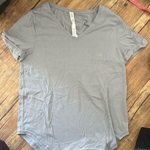 Gray Striped V-Neck Lululemon Love Tee
